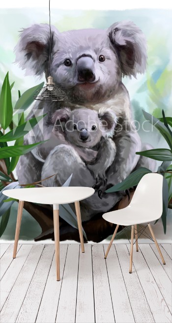 Bild på Koala and her baby watercolor painting